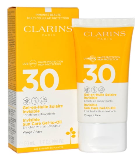 Clarins, Invisible Sun Care, żel do opalania twarzy, SPF 30, 50 ml Clarins