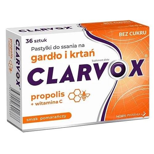 Clarvox, Pomarańcza propolis drapanie chrypka, 36 szt. Noris Pharma