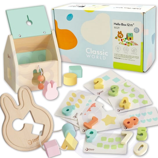 CLASSIC WORLD Pastelowy Zestaw dla Niemowląt Box Pierwsze Zabawki do Nauki od 12 do 18 miesiąca ClassicWorld