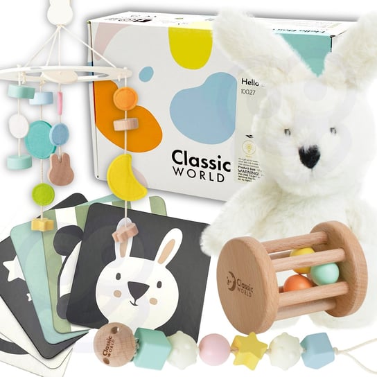 CLASSIC WORLD Pastelowy Zestaw dla Niemowląt Box Pierwsze Zabawki od 0 do 6 miesiąca ClassicWorld