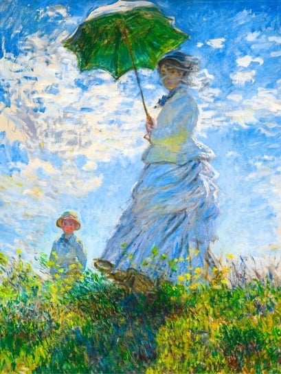 CLAUDE MONET KOBIETA Z PARASOLKĄ 40x50cm OBRAZ błękitny #376 KMB PRESS