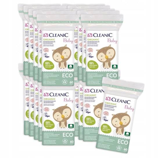 Cleanic Baby ECO Organic Płatki bawełniane dla niemowląt i dzieci 60szt x20 Cleanic