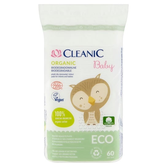 Cleanic Baby Eco, Płatki Bawełniane Dla Niemowląt i Dzieci, 60szt ,9755 Cleanic