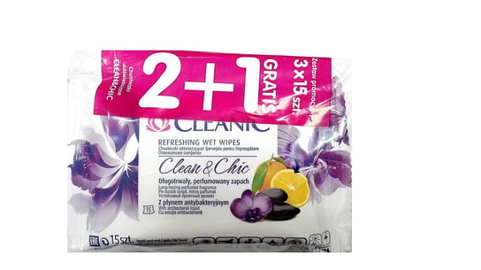 Cleanic, chusteczki odświeżające Clean & Chic, 3x15 szt. Cleanic