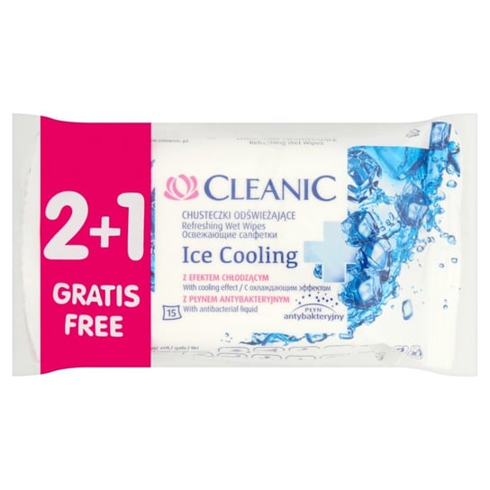 Cleanic, chusteczki odświeżające Ice Cooling, 3x15 szt. Cleanic