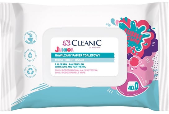 Cleanic Junior Nawilżany Papier toaletowy Bubble Gum 1op.-40szt Cleanic