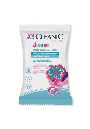 Cleanic, Mini Travel Pack Junior, Nawilżany papier toaletowy dla dzieci , 14 szt Cleanic