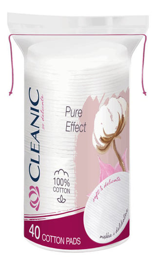 Cleanic Pure Effect, płatki kosmetyczne owalne, 40 szt. Cleanic