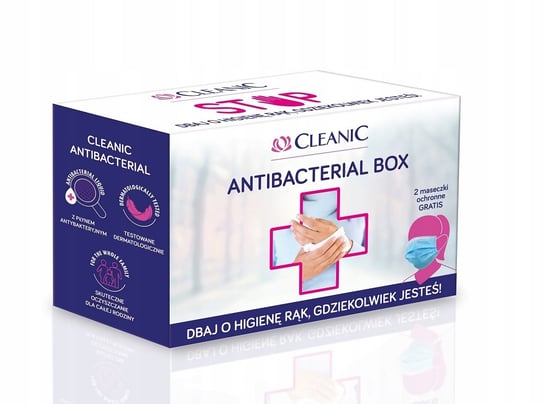 Cleanic, zestaw Antibacterial Box chusteczki antybakteryjne, 1 op. Cleanic