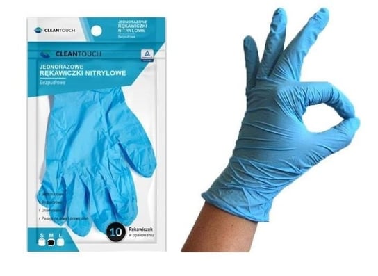 CLEANTOUCH Rękawiczki rękawice nitrylowe bezpudrowe M 10szt blister CLEANTOUCH