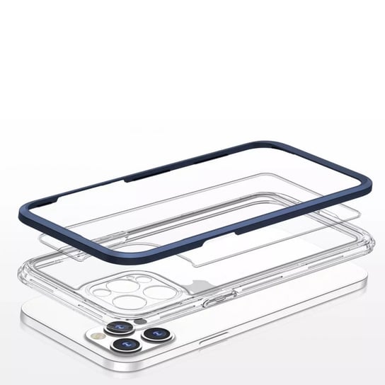 Clear 3in1 etui do iPhone 12 Pro żelowy pokrowiec z ramką niebieski 4kom.pl