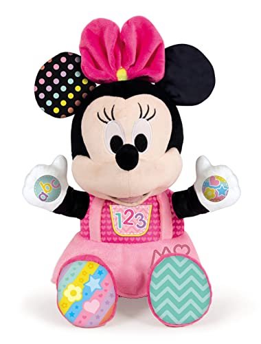 Clementoni - Plush Baby Minnie - Interaktywne dziecko pluszowe Disneya od 6 miesięcy, zabawka w języku hiszpańskim (55325) Clementoni