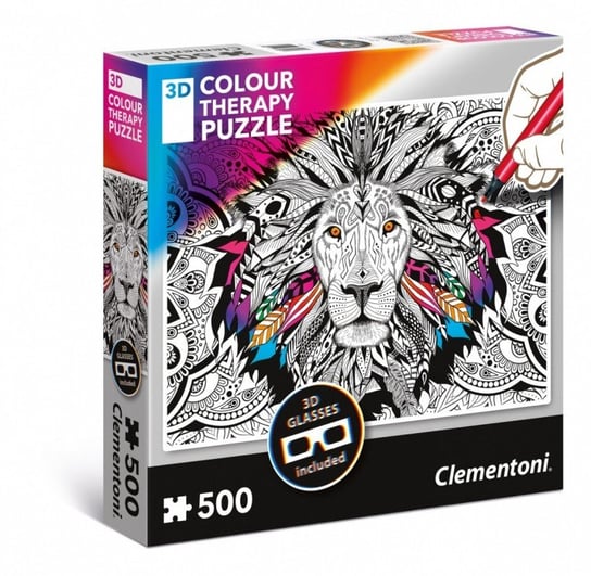 Clementoni, puzzle, 3D Color Therapy - Lew, 500 el. Clementoni