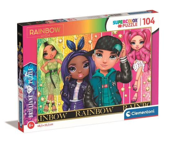 Clementoni, puzzle, Brilliant Rainbow High, Brokatowe, 104 el. Clementoni