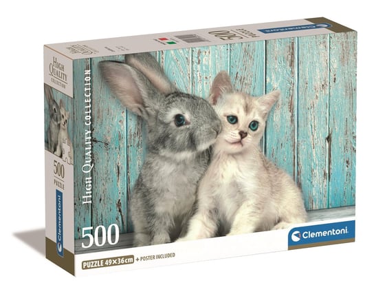 Clementoni, Puzzle, Compact Box, Cat & Bunny, 500 el. Clementoni