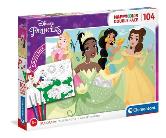 Clementoni, puzzle, Disney, Double Face Księżniczki. Princess, 104 el. Clementoni
