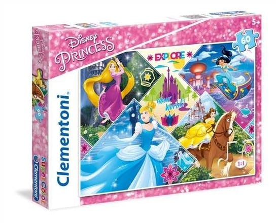 Clementoni, puzzle, Disney, Księżniczki, 60 el. Clementoni