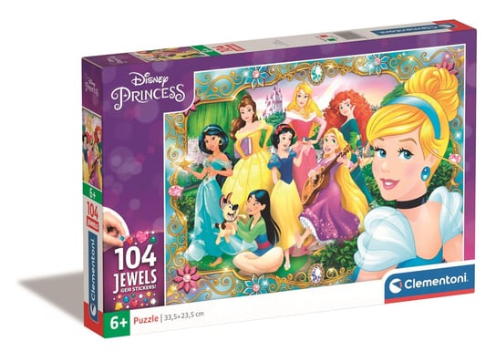 Clementoni, puzzle, Disney, Księżniczki Disneya, z ozdobami, 104 el. Clementoni