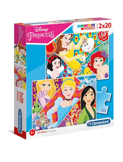 Clementoni, puzzle, Disney Księżniczki, Supercolor, 2x20 el. Clementoni