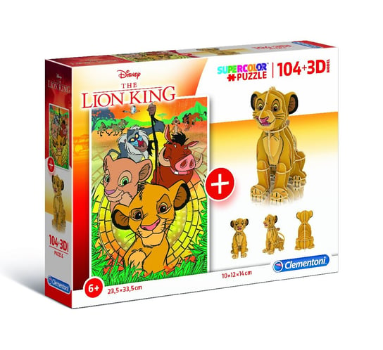 Clementoni, puzzle, Disney, Lion King z modelem 3D, 104 el. Clementoni