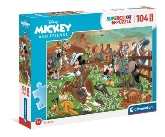 Clementoni, puzzle, Disney, Maxi Supercolor Mickey i przyjaciele, 104 el. Clementoni