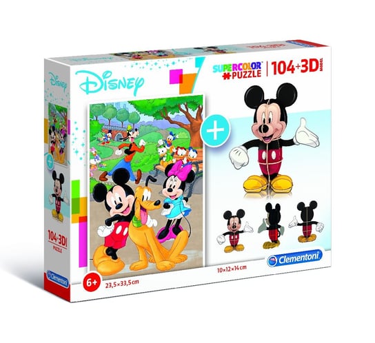 Clementoni, puzzle, Disney, Mickey Mouse, z modelem 3D, 104 el. Clementoni