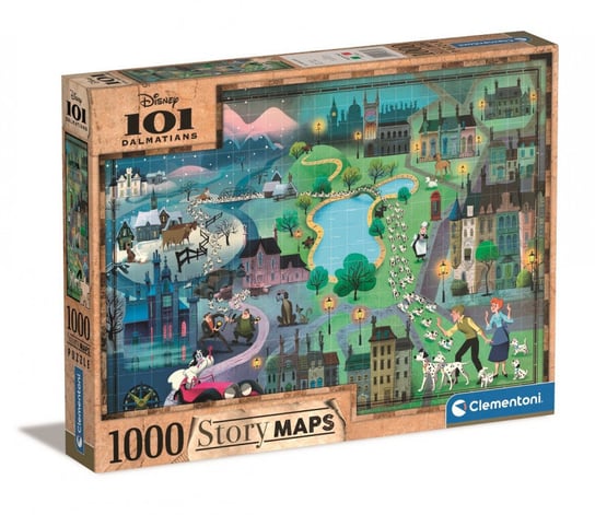 Clementoni, puzzle, Disney, Story Maps 101 Dalmatynczyków, 1000 el. Clementoni