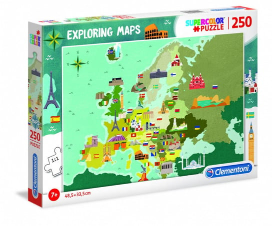 Clementoni, puzzle, Exploring Maps Great Places in Europe, 250 el. Clementoni