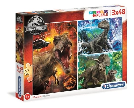 Clementoni, puzzle, Jurassic World, 3x48 el. Clementoni
