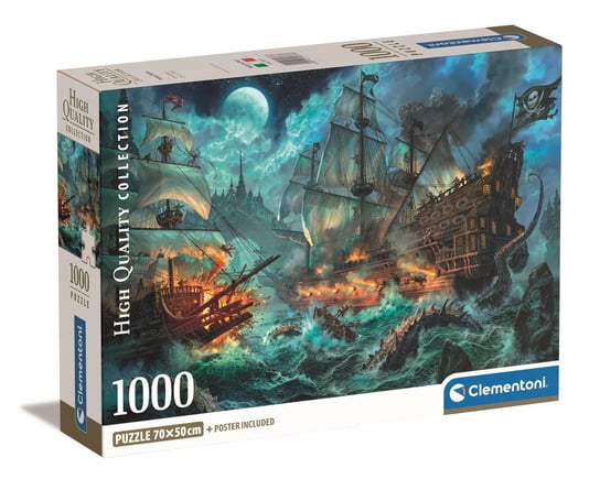 Clementoni, puzzle, kompaktowe opakowanie, Pirates Battle, 1000 el. Clementoni