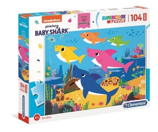 Clementoni, puzzle, Maxi Baby Shark, 104 el. Clementoni