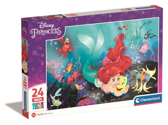 Clementoni, puzzle, Maxi elementy, Disney Księżniczki Mała Syrenka, 24 el. Clementoni