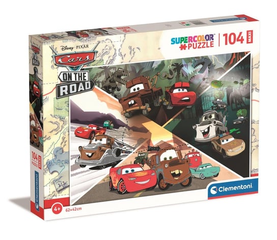 Clementoni, Puzzle Maxi Super Color Disney Cars on the Road 23774, 104 el. Clementoni