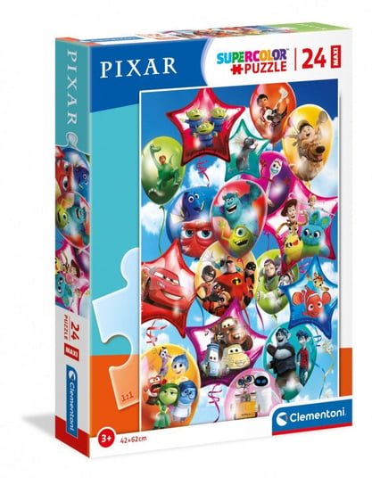 Clementoni, puzzle, maxi Super Color Pixar Party, 24215, 24 el. Clementoni