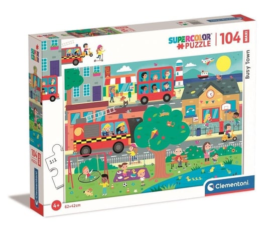 Clementoni, puzzle, Maxi Super Kolor Busy Town, 104 el. Clementoni
