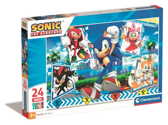 Clementoni, Puzzle, Maxi Super Kolor, Sonic, 24 el. Clementoni