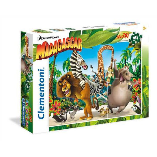 Clementoni, puzzle, Pingwiny z Madagaskaru maxi, 24 el. Clementoni