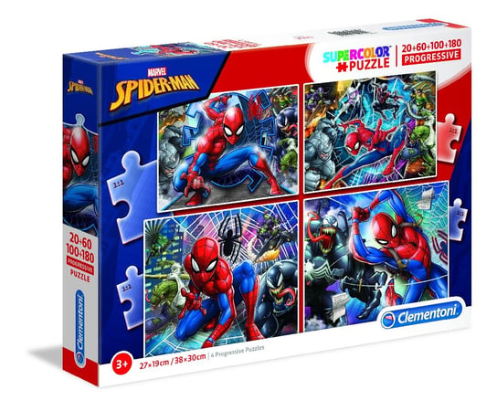 Clementoni, puzzle, Progressive Spider-Man , 20/60/100/180 el. Clementoni