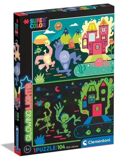 Clementoni, puzzle, Super Color Glowing Monsters, 104 el. Clementoni