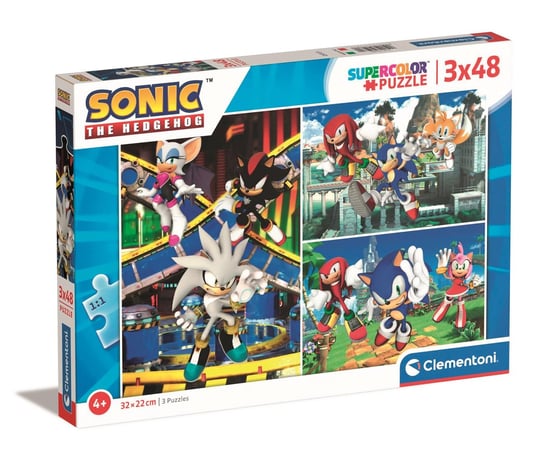 Clementoni, puzzle, Super Color, Sonic, 3x48 el. Clementoni