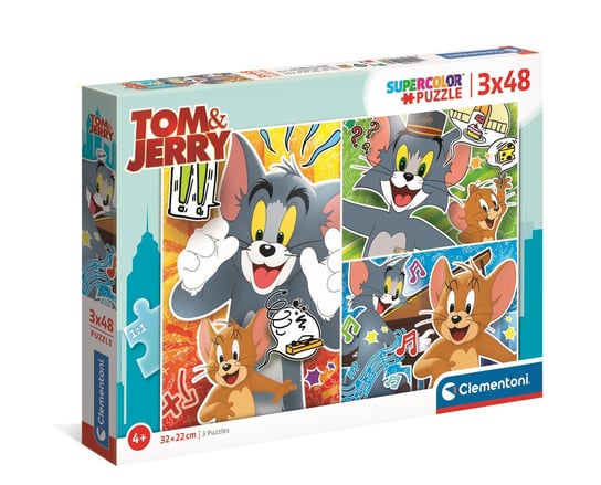 Clementoni, puzzle, Super Color Tom Jerry, 3x48 el. Clementoni