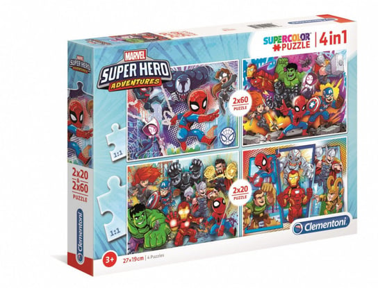 Clementoni, puzzle, Super Heroes, 2x20/2x60 el. Clementoni