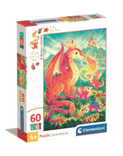 Clementoni, Puzzle, Super Kolor, A Dragon Family, 60 el. Clementoni