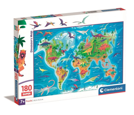 Clementoni, Puzzle, Super Kolor, Dinosaurs Map, Super 180 el. Clementoni
