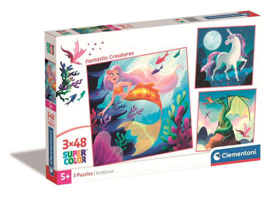 Clementoni, Puzzle, Super Kolor, Fantastic Creatures, 3x48 el. Clementoni
