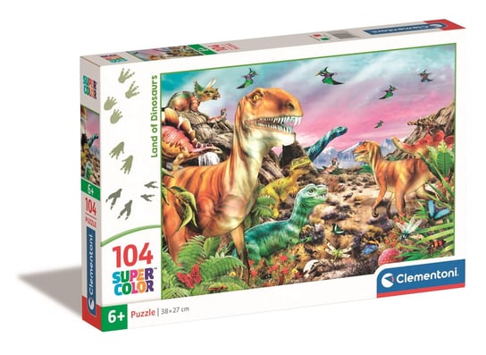 Clementoni, Puzzle, Super Kolor, Land of Dinosaurs, 104 el. Clementoni