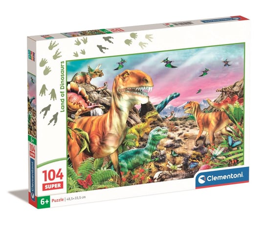 Clementoni, Puzzle, Super Kolor, Land of Dinosaurus, Super 104 el. Clementoni
