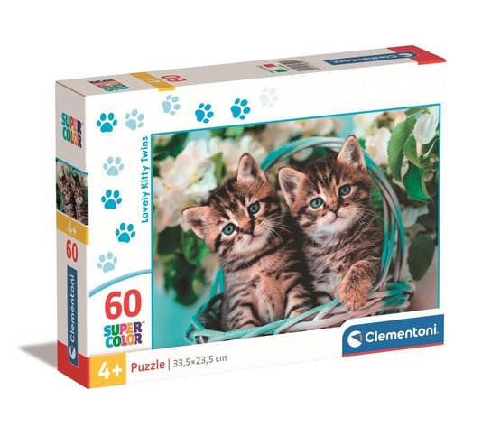 Clementoni, Puzzle, Super Kolor, Lovely Kitty Twins, 60 el. Clementoni