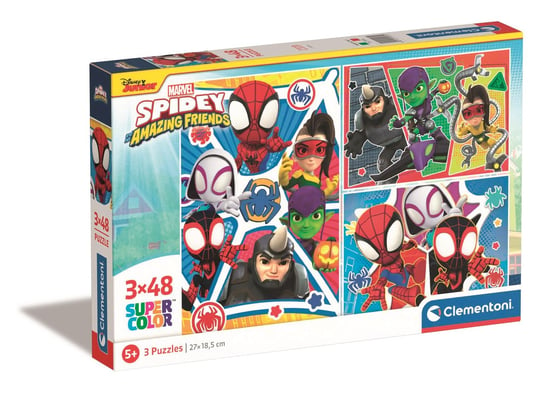 Clementoni, Puzzle Super Kolor Marvel Spidey and His Amazing Friends 25282, 3x48 el. Clementoni