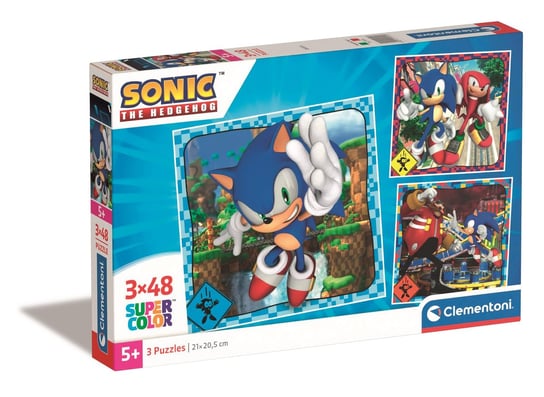 Clementoni, Puzzle, Super Kolor, Sonic, 3x48 el. Clementoni